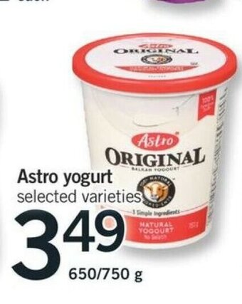Fortinos Astro Yogurt offer