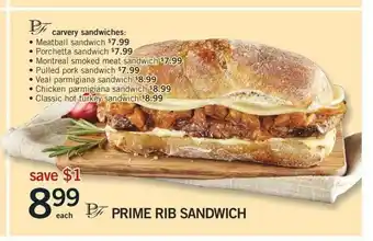 Fortinos Prime Rib Sandwich offer