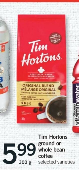 Fortinos Tim Hortons Ground or Whole Bean Coffee offer