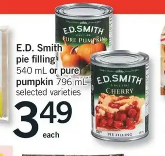 Fortinos E.D. Smith Pie Filling or Pure Pumpkin offer