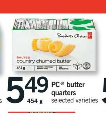 Fortinos PC Butter Quarters offer
