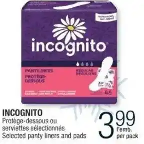 Jean Coutu Incognito Panty Liners and pads offer