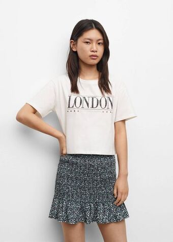 Mango Printed cotton-blend t-shirt offer