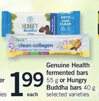Fortinos Genuine Health Fermented Bars or Hungry Buddha Bars offer
