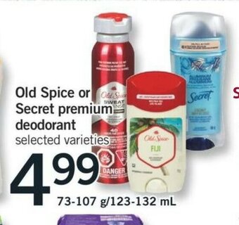 Fortinos Old Spice or Secret Premium Deodorant offer
