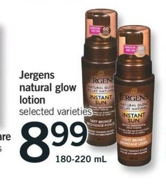 Fortinos Jergens Natural Glow Lotion offer