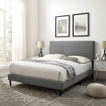 Best Buy Alexis transitional upholstered platform bed - queen - dark grey offer