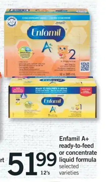 Fortinos Enfamil A+ Ready-To-Feed or Concentrate Liquid Formula offer