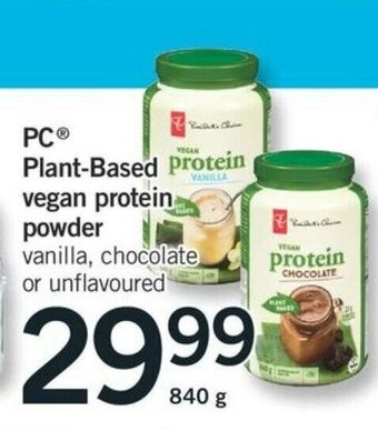Fortinos PC Plant-Based Vegan Protein Powder offer