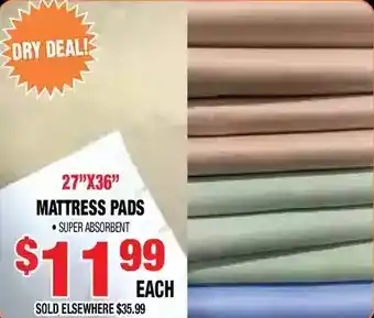 Len's Mill Stores 27" x36" mattress pads offer