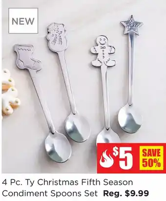 Kitchen Stuff Plus 4 pc. ty christmas fifth season condiment spoons |set offer