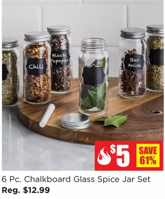 Kitchen Stuff Plus 6 pc. chalkboard glass spice jar set offer