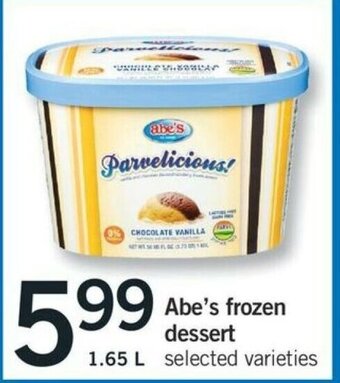 Fortinos Abe's Frozen Dessert offer