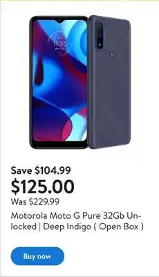 Walmart Motorola moto g pure 32gb unlocked | deep indigo ( open box ) offer