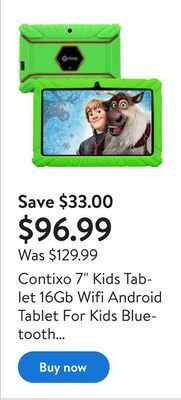Walmart Contixo 7" kids tablet 16gb wifi android tablet for kids bluetooth parental control pre-installed learning tablet apps for to offer