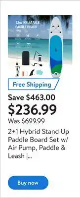 Walmart 2+1 hybrid stand up paddle board set w/ air pump, paddle & leash | green offer