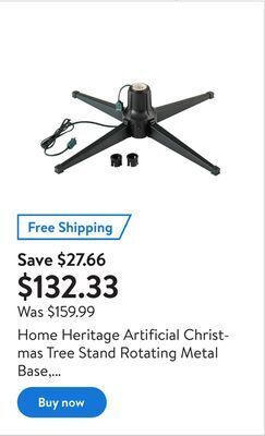 Walmart Home heritage artificial christmas tree stand rotating metal base, 1-1.5" offer