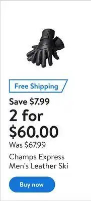 Walmart Champs express men's leather ski glove offer