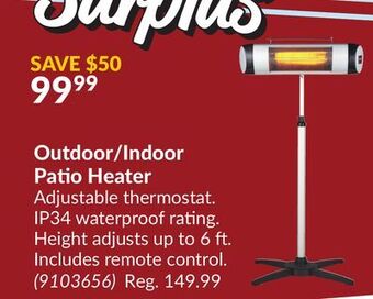 Princess Auto Outdoor/indoor patio heater offer