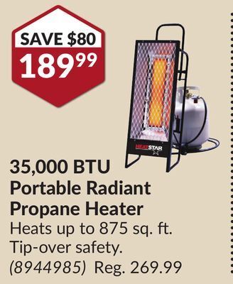 Princess Auto 35, 000 btu portable radiant propane heater offer
