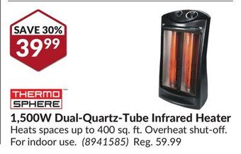 Princess Auto 1, 500w dual-quartz-tube infrared heater offer