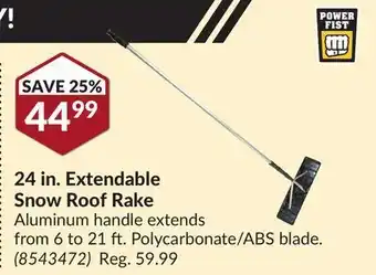 Princess Auto 24 in. extendable snow roof rake offer