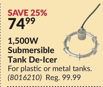 Princess Auto 1,500w submersible tank de-icer offer