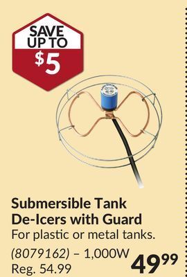 Princess Auto Submersible tank de-icers offer