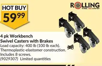 Princess Auto 4 pk workbench swivel casters offer