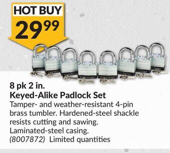 Princess Auto 8 pk 2 in. keyed-alike padlock set offer