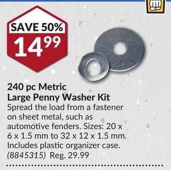 Princess Auto 240 pc metric large penny washer kit offer