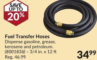 Princess Auto Fuel transfer hoses offer
