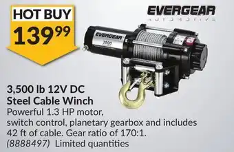 Princess Auto 3,500 lb 12v dc steel cable winch offer