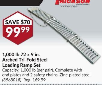 Princess Auto 1,000 lb 72 x 9 in. arched tri-fold steel loading ramp set offer
