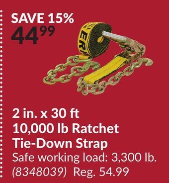 Princess Auto 2 in. x 30 10,000 lb ratchet tie-down strap offer