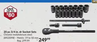 Princess Auto 20 pc 3/4 in. dr socket sets offer