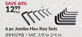 Princess Auto 6 pc jumbo hex key sets offer