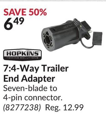 Princess Auto 7:4-way trailer end adapter offer