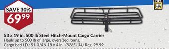 Princess Auto 53 x 19 in. 500 lb steel hitch-mount cargo carrier offer