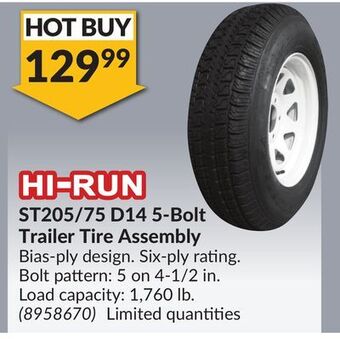 Princess Auto St205/75 d14 5-bolt trailer tire assembly offer