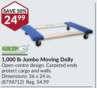 Princess Auto Grand rapids industrial products 1, 000 lb jumbo moving dolly offer
