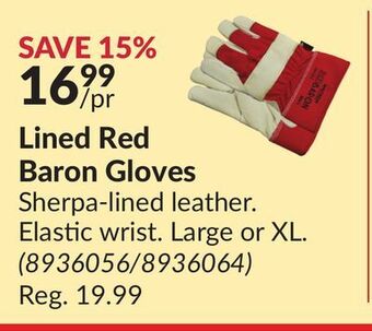 Princess Auto Red baron gloves offer