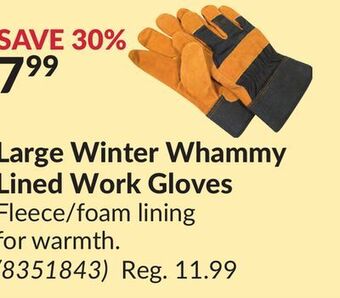 Princess Auto Large winter whammy lined work gloves offer