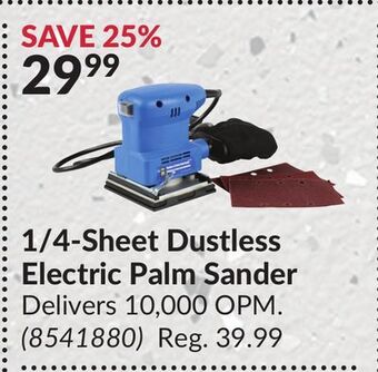 Princess Auto 1/4-sheet dustless electric palm sander offer
