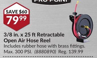 Princess Auto 3/8 in. x 25 ft retractable open air hose reel offer