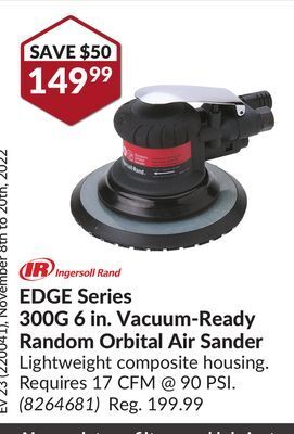 Princess Auto Edge series 300g 6 in. vacuum-ready random orbital air sander offer