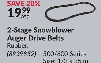 Princess Auto 2-stage snowblower auger drive belts offer