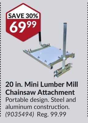 Princess Auto 20 in. mini lumber mill chainsaw attachment offer