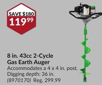 Princess Auto 8 in. 43cc 2-cycle gas earth auger offer