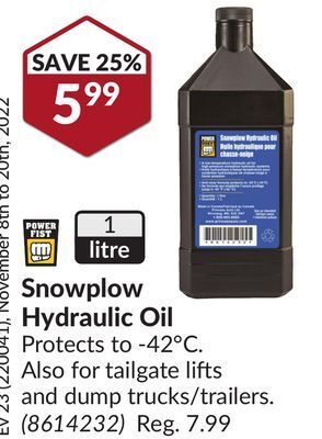 Princess Auto Snowplow hydraulic oil offer